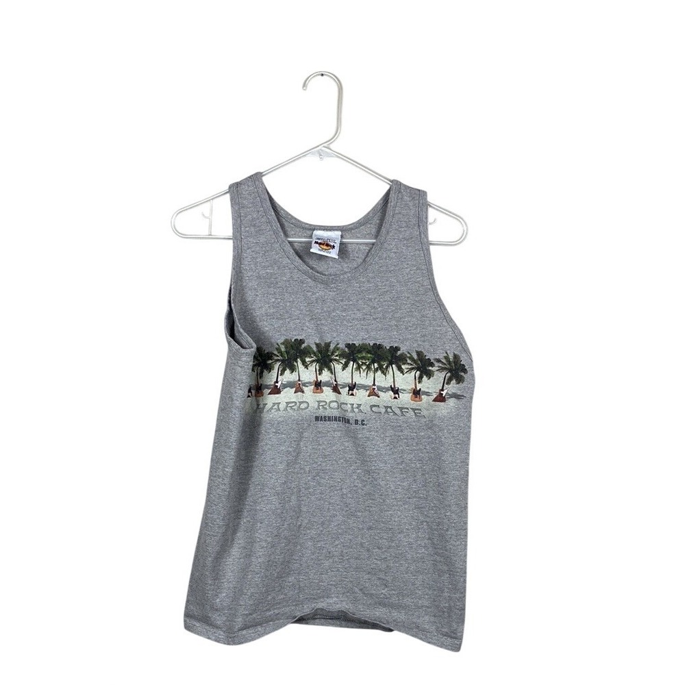 Vintage  Hard Rock Cafe  Gray Tank Top Women's  Small Petite USA Washington Dc